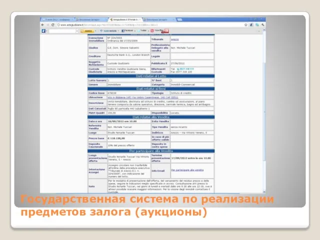 Государственная система по реализации предметов залога (аукционы)