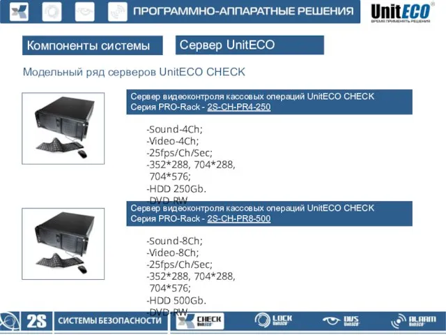 Модельный ряд серверов UnitECO CHECK Компоненты системы Сервер UnitECO CHECK Сервер видеоконтроля