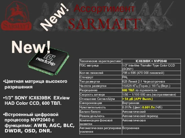 Ассортимент SARMATT Цветная матрица высокого разрешения 1/3" SONY ICX639BK EXview HAD Color