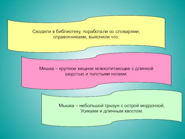 Сходили в библиотеку, поработали со словарями, справочниками, выяснили что: Мишка – крупное