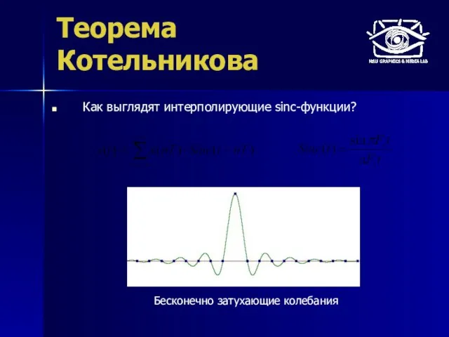 Теорема Котельникова Как выглядят интерполирующие sinc-функции? Бесконечно затухающие колебания