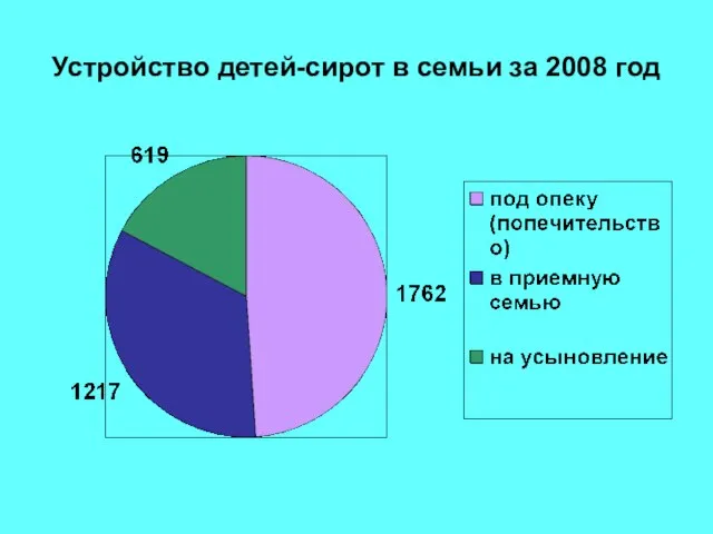 Устройство детей-сирот в семьи за 2008 год