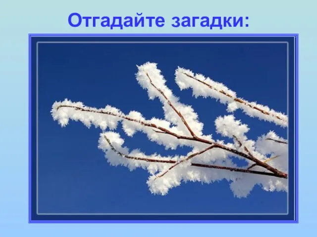 Отгадайте загадки: И не снег, и не лёд, А серебром деревья уберёт.