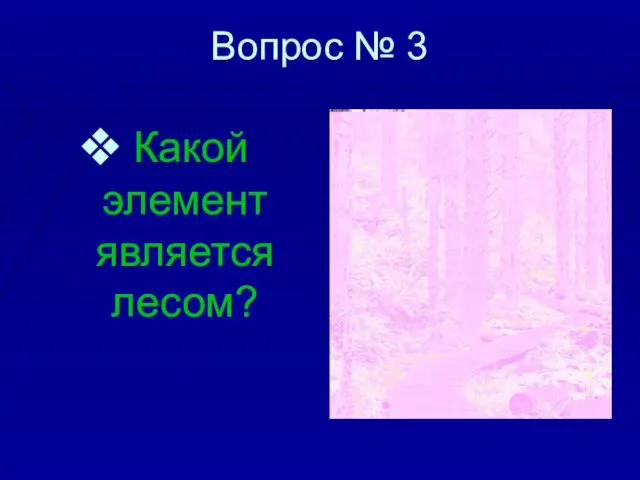 Вопрос № 3 Какой элемент является лесом?