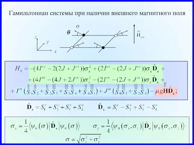 Гамильтониан системы при наличии внешнего магнитного поля