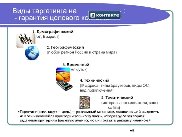 Виды таргетинга на : - гарантия целевого контакта! 2. Географический (любой регион