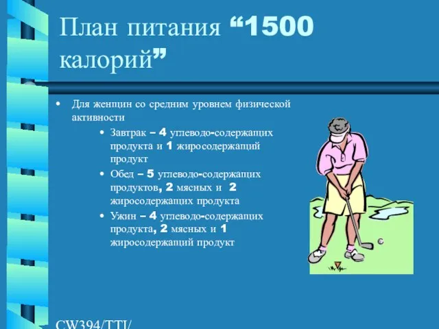 CW394/TTI/AW/LR/04/26/01 План питания “1500 калорий” Для женщин со средним уровнем физической активности