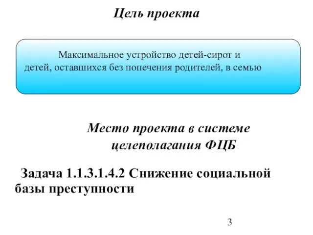 Цель проекта Максимальное устройство детей-сирот и детей, оставшихся без попечения родителей, в