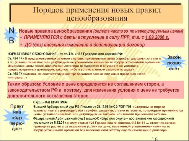 Порядок применения новых правил ценообразования NB Новые правила ценообразования (оплата части ээ