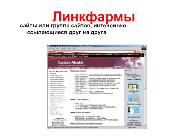 Линкфармы сайты или группа сайтов, интенсивно ссылающиеся друг на друга