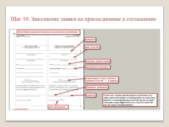 Шаг 10. Заполнение заявки на присоединение к соглашению