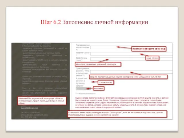 Шаг 6.2 Заполнение личной информации