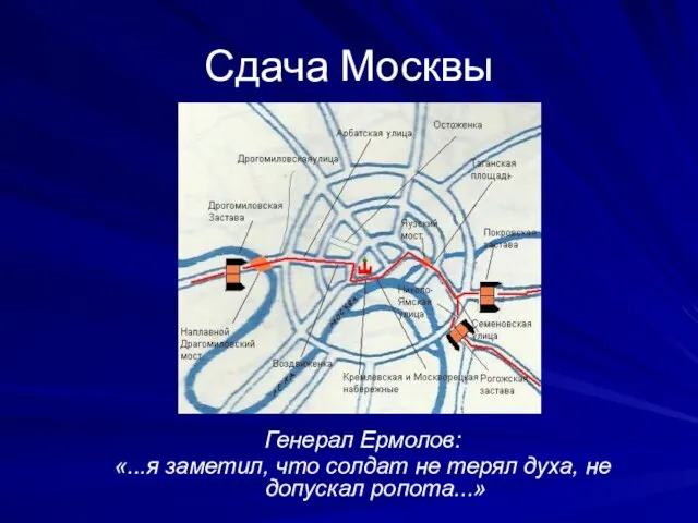 Сдача Москвы Генерал Ермолов: «...я заметил, что солдат не терял духа, не допускал ропота...»