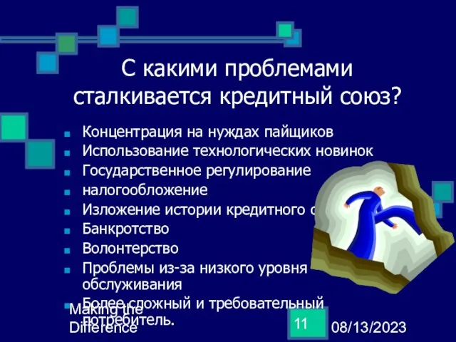 08/13/2023 Making the Difference С какими проблемами сталкивается кредитный союз? Концентрация на