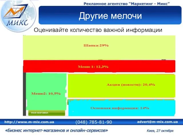 Другие мелочи Оценивайте количество важной информации