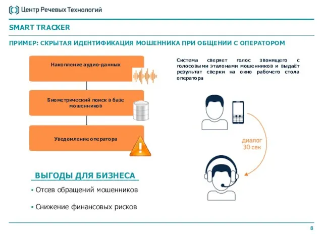 Система сверяет голос звонящего с голосовыми эталонами мошенников и выдаёт результат сверки