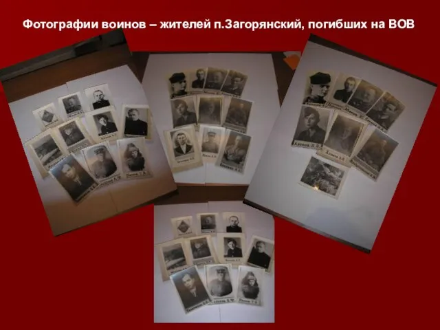 Фотографии воинов – жителей п.Загорянский, погибших на ВОВ