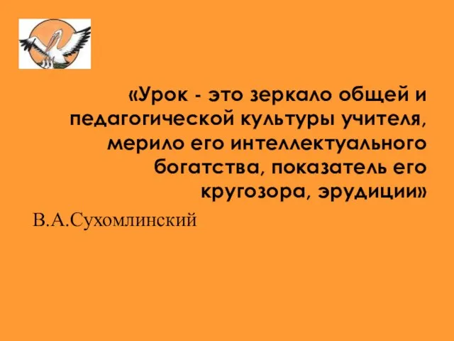 «Урок - это зеркало общей и педагогической культуры учителя, мерило его интеллектуального