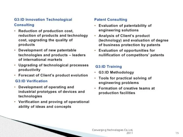 Converging Technologies Co.Ltd, 2011