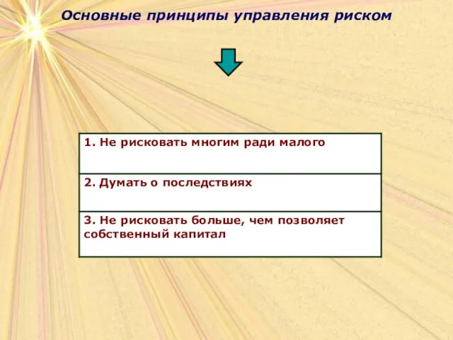 Основные принципы управления риском Основные принципы управления риском