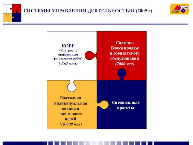 СИСТЕМЫ УПРАВЛЕНИЯ ДЕЯТЕЛЬНОСТЬЮ (2005 г) Ежегодная индивидуальная оценка и постановка целей (18