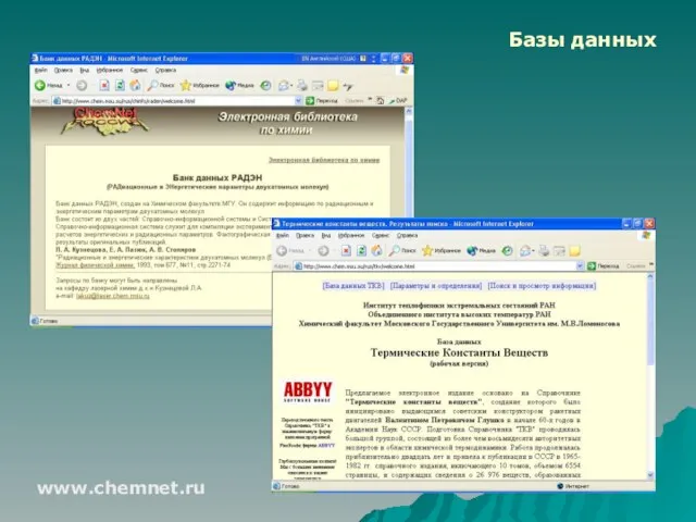 Базы данных www.chemnet.ru