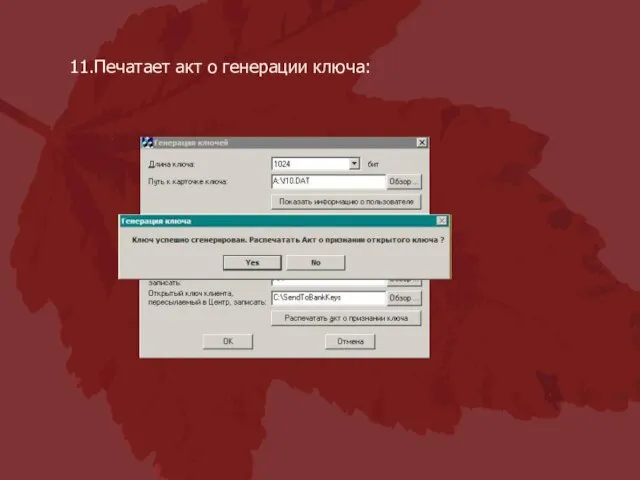 Печатает акт о генерации ключа: