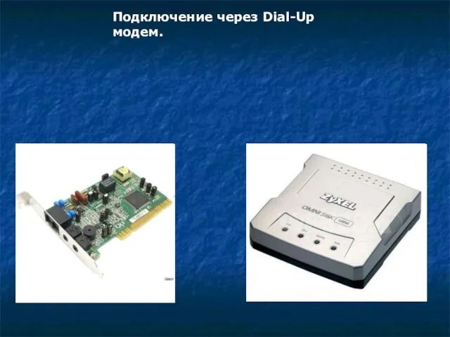 Подключение через Dial-Up модем.