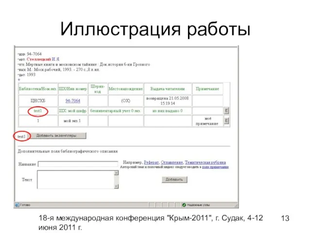 18-я международная конференция "Крым-2011", г. Судак, 4-12 июня 2011 г. Иллюстрация работы