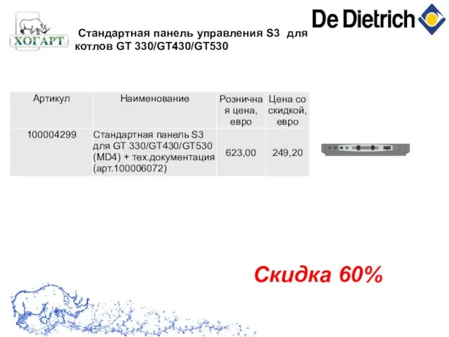 Стандартная панель управления S3 для котлов GT 330/GT430/GT530 Скидка 60%