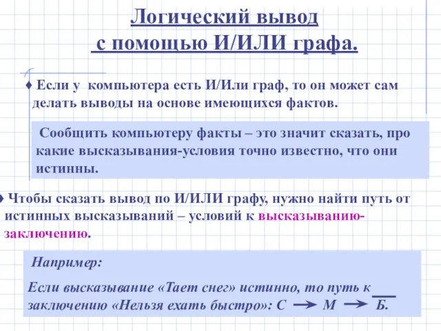 Логический вывод с помощью И/ИЛИ графа. Если у компьютера есть И/Или граф,