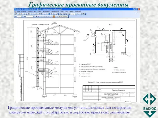 Графические проектные документы Графические программные модули могут использоваться для построения элементов чертежей