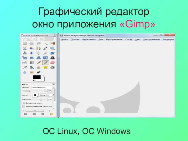 Графический редактор окно приложения «Gimp» ОС Linux, ОС Windows