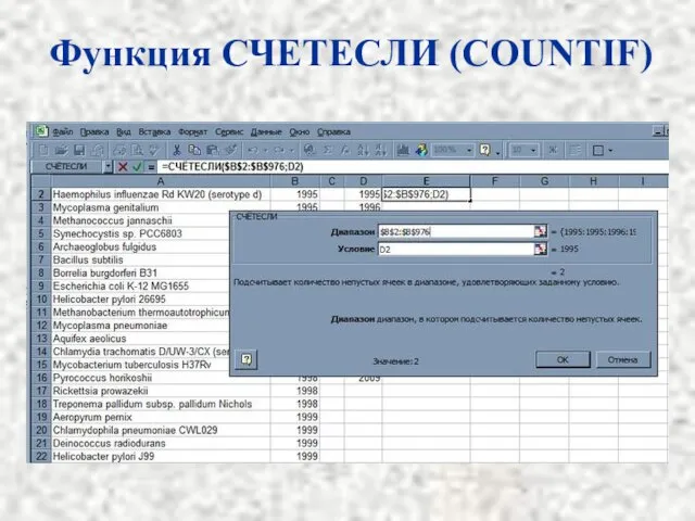 Функция СЧЕТЕСЛИ (COUNTIF)