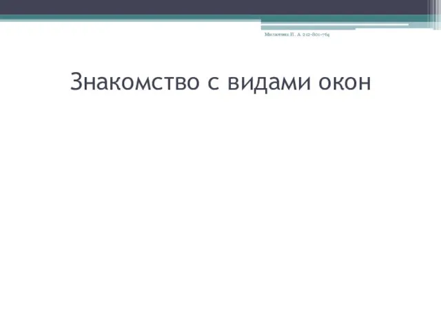 Знакомство с видами окон Милютина И. А. 212-801-764