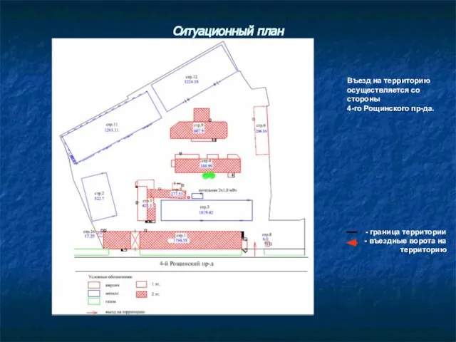 Ситуационный план - граница территории - въездные ворота на территорию Въезд на