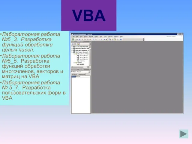 VBA Лабораторная работа №5_3. Разработка функций обработки целых чисел. Лабораторная работа №5_5.