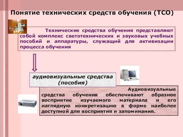 Понятие технических средств обучения (ТСО) Технические средства обучения представляют собой комплекс светотехнических