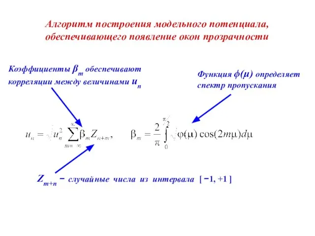 Zm+n − случайные числа из интервала [ −1, +1 ] Функция ϕ(μ)