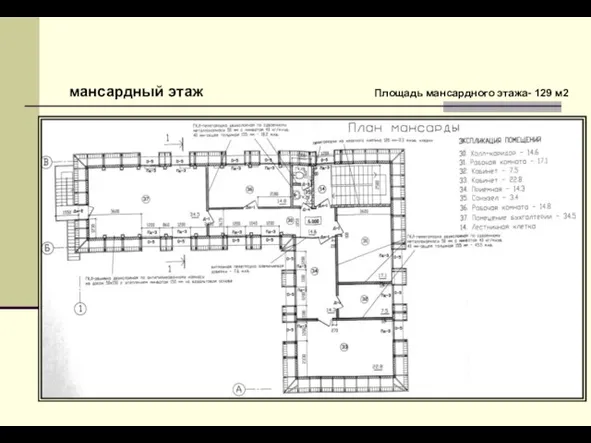 мансардный этаж Площадь мансардного этажа- 129 м2