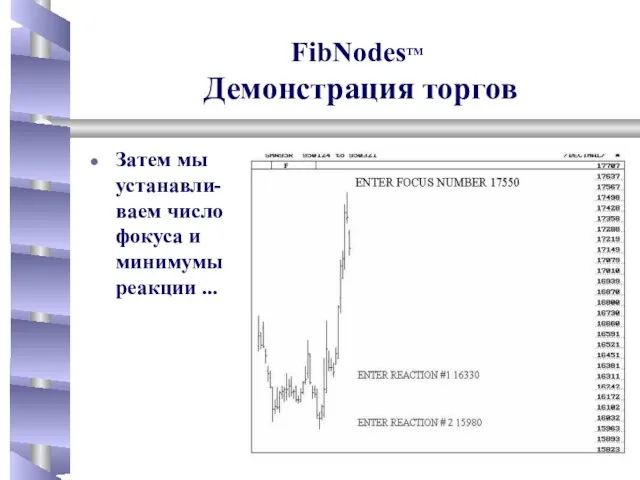 Затем мы устанавли-ваем число фокуса и минимумы реакции ... FibNodesTM Демонстрация торгов