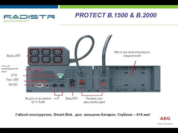 PROTECT B.1500 & B.2000 Гибкий конструктив, Smart-Slot, доп. внешние батареи. Глубина –