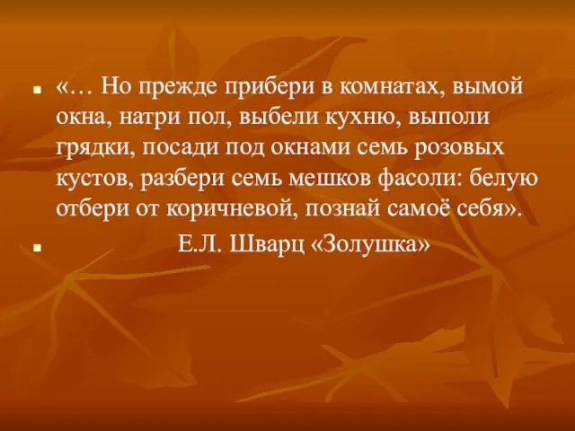 «… Но прежде прибери в комнатах, вымой окна, натри пол, выбели кухню,