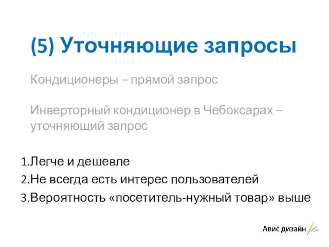 (5) Уточняющие запросы Кондиционеры – прямой запрос Инверторный кондиционер в Чебоксарах –