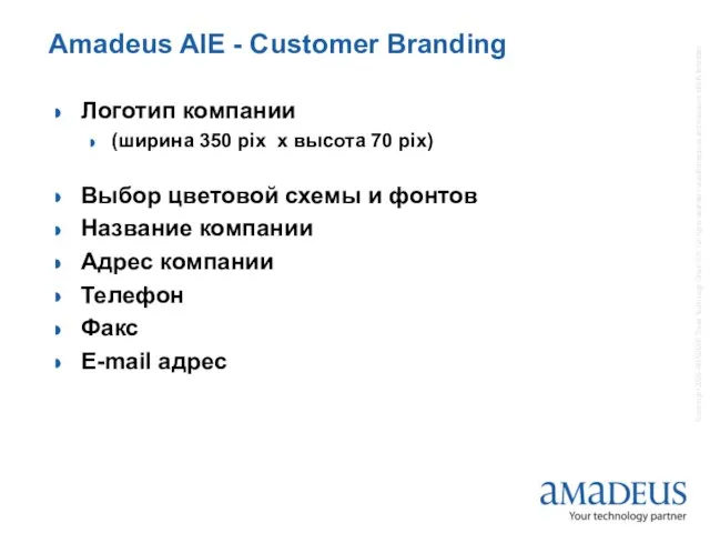 Amadeus AIE - Customer Branding Логотип компании (ширина 350 pix x высота