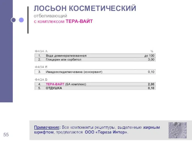 ЛОСЬОН КОСМЕТИЧЕСКИЙ отбеливающий с комплексом ТЕРА-ВАЙТ