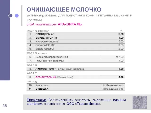 ОЧИЩАЮЩЕЕ МОЛОЧКО активизирующее, для подготовки кожи к питанию масками и кремами с БА комплексом АГА-ВИТАЛЬ