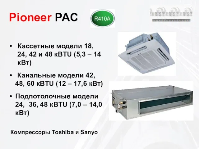 Pioneer PAC Кассетные модели 18, 24, 42 и 48 кBTU (5,3 –