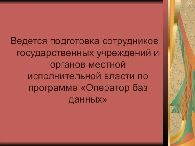 Ведется подготовка сотрудников государственных учреждений и органов местной исполнительной власти по программе «Оператор баз данных»