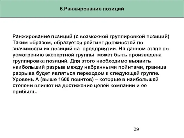 6.Ранжирование позиций Ранжирование позиций (с возможной группировкой позиций) Таким образом, образуется рейтинг